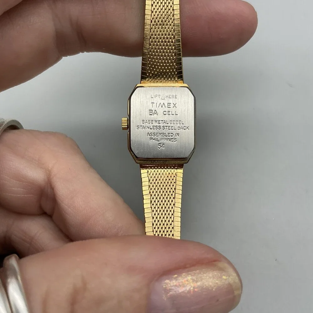 Vintage Timex Women Watch 16mm Champagne Dial Gold Tone Mesh Band New Battery - Picture 9 of 12
